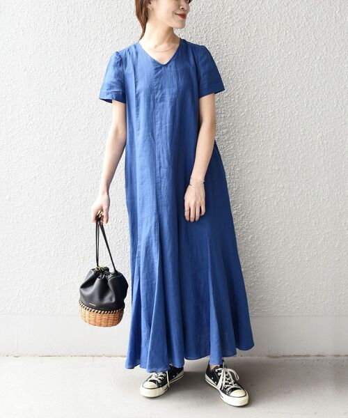 SHIPS（シップス）の「〈手洗い可能〉ラミーショートスリーブフレア