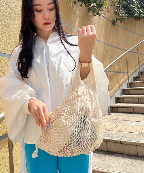 meeny miny（ミーニーマイニー）の「【meeny miny/ミーニーマイニー】旭山動物園 アムールトラ/マヌルネコ ネットバッグ（トートバッグ・レディース・ベージュ/ベージュ系2・FREE）」の10枚目の写真