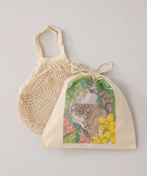 meeny miny（ミーニーマイニー）の「【meeny miny/ミーニーマイニー】旭山動物園 アムールトラ/マヌルネコ ネットバッグ（トートバッグ・レディース・ベージュ/ベージュ系2・FREE）」の17枚目の写真