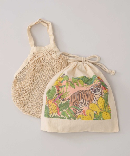 meeny miny（ミーニーマイニー）の「【meeny miny/ミーニーマイニー】旭山動物園 アムールトラ/マヌルネコ ネットバッグ（トートバッグ・レディース・ベージュ/ベージュ系2・FREE）」の5枚目の写真