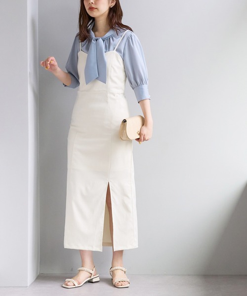 natural couture（ナチュラルクチュール）の「着こなし次第で自由自在 サイドスリットキャミワンピース（ワンピース・レディース・アイボリー/ブラック/グレイッシュベージュ・FREE）」の7枚目の写真