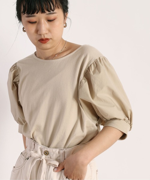 cepo（セポ）の「ドッキングパフスリーブＴｅｅ（Tシャツ/カットソー・レディース・ブラック/ベージュ/カーキ・M）」の3枚目の写真
