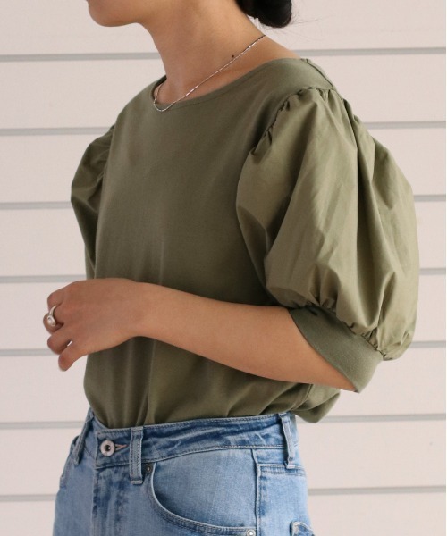 cepo（セポ）の「ドッキングパフスリーブＴｅｅ（Tシャツ/カットソー・レディース・ブラック/ベージュ/カーキ・M）」の5枚目の写真