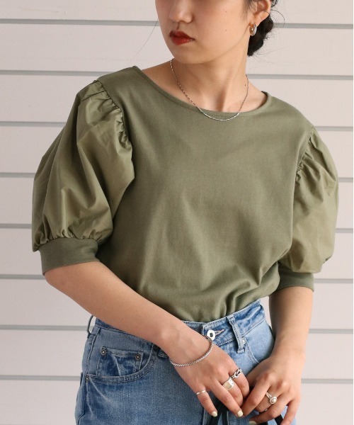 cepo（セポ）の「ドッキングパフスリーブＴｅｅ（Tシャツ/カットソー・レディース・ブラック/ベージュ/カーキ・M）」の4枚目の写真