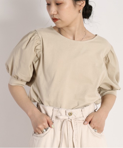 cepo（セポ）の「ドッキングパフスリーブＴｅｅ（Tシャツ/カットソー・レディース・ブラック/ベージュ/カーキ・M）」の14枚目の写真