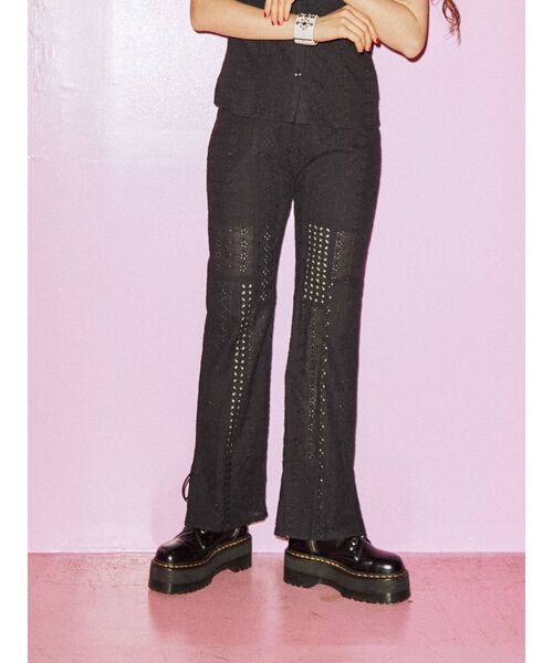 jouetie（ジュエティ）の「パッチワークレースパンツ【WEB限定】（その他パンツ・レディース・オフホワイト/ブラック・MEDIUM）」の2枚目の写真