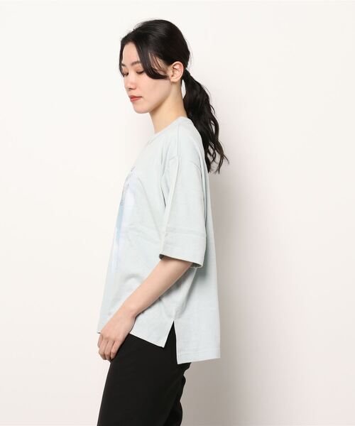 sm2rhythm（サマンサモスモスリズム）の「リサイクル天竺プリントTシャツ（Tシャツ/カットソー・レディース・ホワイト/ベージュ/グリーン/ブルー・ﾌﾘ-）」の6枚目の写真