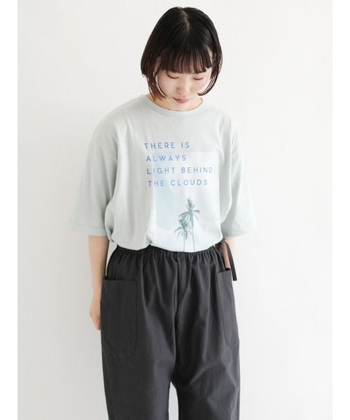 sm2rhythm（サマンサモスモスリズム）の「リサイクル天竺プリントTシャツ（Tシャツ/カットソー・レディース・ホワイト/ベージュ/グリーン/ブルー・ﾌﾘ-）」の4枚目の写真