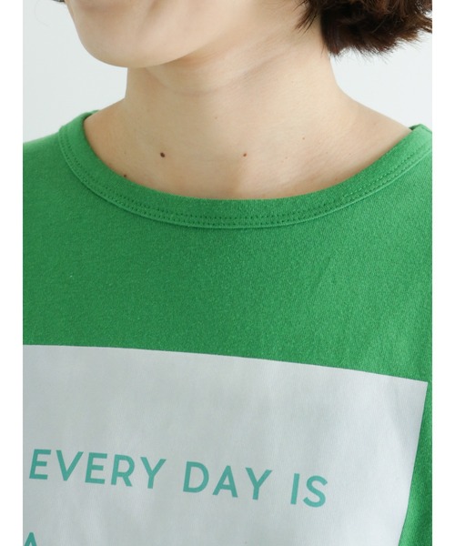 sm2rhythm（サマンサモスモスリズム）の「リサイクル天竺プリントTシャツ（Tシャツ/カットソー・レディース・ホワイト/ベージュ/グリーン/ブルー・ﾌﾘ-）」の14枚目の写真