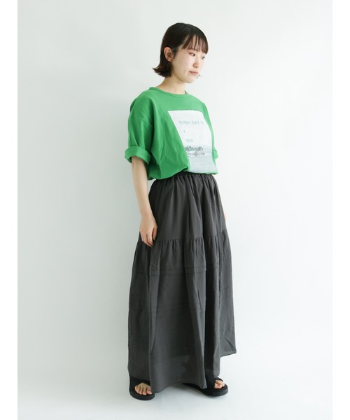 sm2rhythm（サマンサモスモスリズム）の「リサイクル天竺プリントTシャツ（Tシャツ/カットソー・レディース・ホワイト/ベージュ/グリーン/ブルー・ﾌﾘ-）」の8枚目の写真