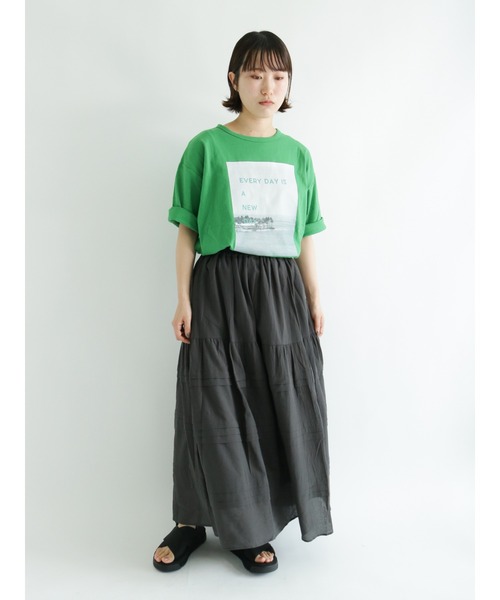 sm2rhythm（サマンサモスモスリズム）の「リサイクル天竺プリントTシャツ（Tシャツ/カットソー・レディース・ホワイト/ベージュ/グリーン/ブルー・ﾌﾘ-）」の9枚目の写真