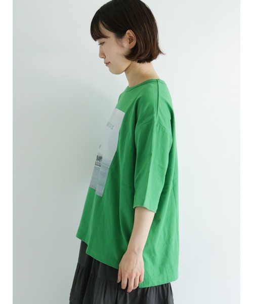 sm2rhythm（サマンサモスモスリズム）の「リサイクル天竺プリントTシャツ（Tシャツ/カットソー・レディース・ホワイト/ベージュ/グリーン/ブルー・ﾌﾘ-）」の12枚目の写真