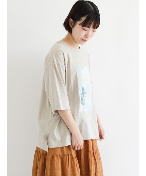 sm2rhythm（サマンサモスモスリズム）の「リサイクル天竺プリントTシャツ（Tシャツ/カットソー・レディース・ホワイト/ベージュ/グリーン/ブルー・ﾌﾘ-）」の22枚目の写真