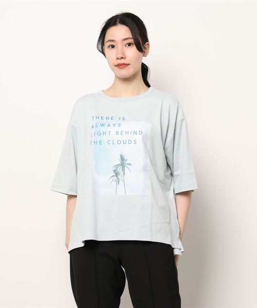 sm2rhythm（サマンサモスモスリズム）の「リサイクル天竺プリントTシャツ（Tシャツ/カットソー・レディース・ホワイト/ベージュ/グリーン/ブルー・ﾌﾘ-）」の20枚目の写真