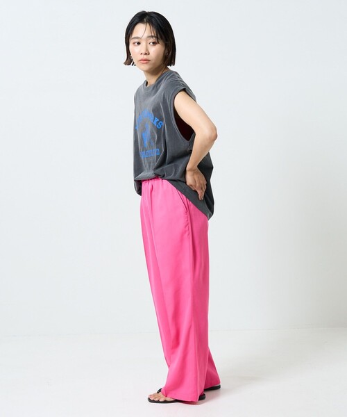 FREAK'S STORE（フリークスストア）の「リネンライクセンタープレスイージーパンツ（スラックス・レディース・ブラック/ブラウン/グリーン/ピンク/ダークブラウン・ﾌﾘ-）」の15枚目の写真