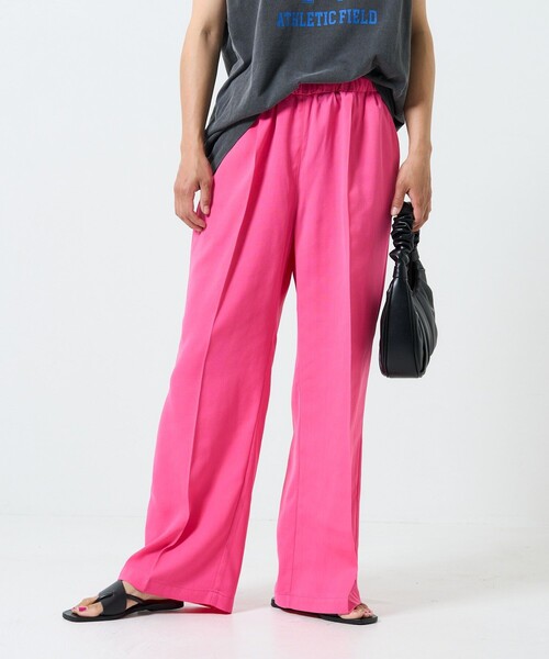 FREAK'S STORE（フリークスストア）の「リネンライクセンタープレスイージーパンツ（スラックス・レディース・ブラック/ブラウン/グリーン/ピンク/ダークブラウン・ﾌﾘ-）」の11枚目の写真