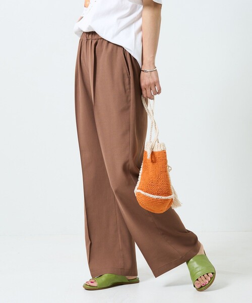FREAK'S STORE（フリークスストア）の「リネンライクセンタープレスイージーパンツ（スラックス・レディース・ブラック/ブラウン/グリーン/ピンク/ダークブラウン・ﾌﾘ-）」の21枚目の写真