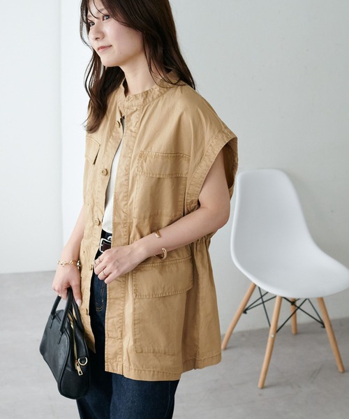 DISCOAT（ディスコート）の「【リバイバル】スタンドネックミリタリーベスト≪WEB限定/ユニセックス≫（ベスト・レディース・ホワイト/カーキ/ブラック/ベージュ・FREE）」の19枚目の写真