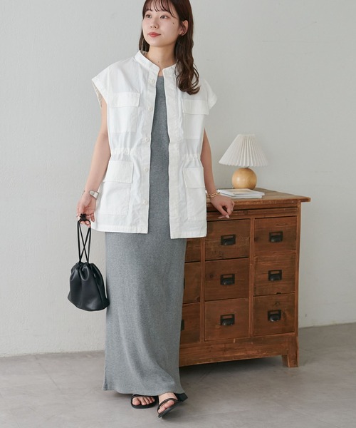 DISCOAT（ディスコート）の「【リバイバル】スタンドネックミリタリーベスト≪WEB限定/ユニセックス≫（ベスト・レディース・ホワイト/カーキ/ブラック/ベージュ・FREE）」の18枚目の写真