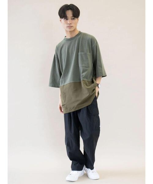 CRAFT STANDARD BOUTIQUE(クラフトスタンダードブティック)の「ピグメント切り替えH/S-TEE-B *(Tシャツ/カットソー・メンズ・ブラック/カーキ/アイボリー・LL/M/L)」の8枚目の写真