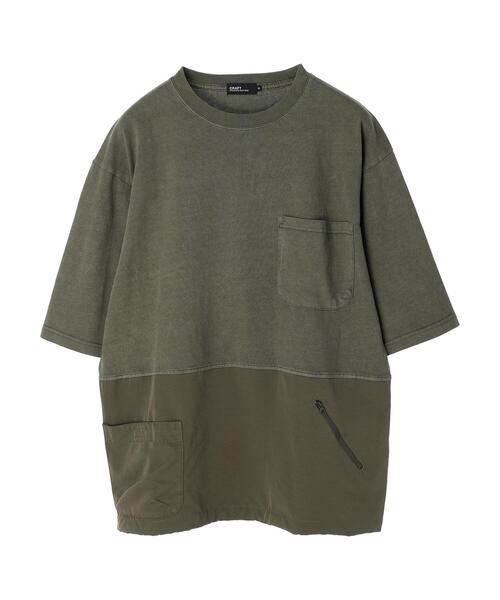 CRAFT STANDARD BOUTIQUE(クラフトスタンダードブティック)の「ピグメント切り替えH/S-TEE-B *(Tシャツ/カットソー・メンズ・ブラック/カーキ/アイボリー・LL/M/L)」の4枚目の写真
