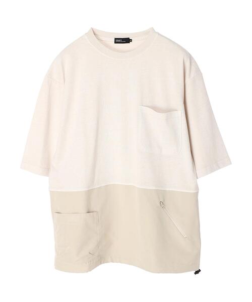 CRAFT STANDARD BOUTIQUE(クラフトスタンダードブティック)の「ピグメント切り替えH/S-TEE-B *(Tシャツ/カットソー・メンズ・ブラック/カーキ/アイボリー・LL/M/L)」の2枚目の写真