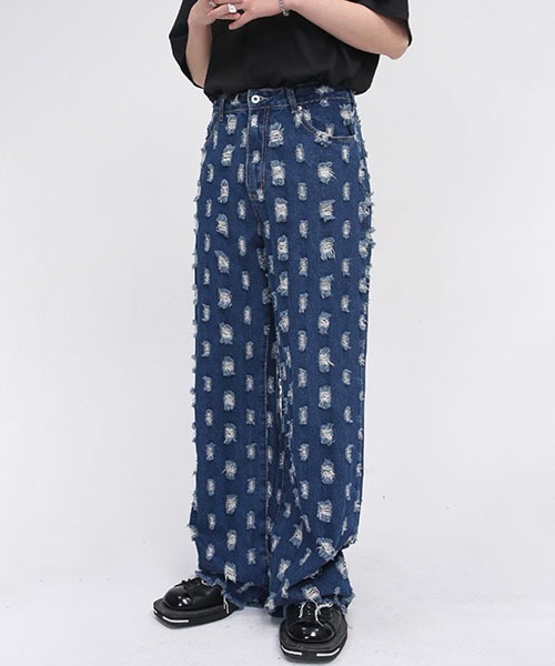 WESTBOY（ウエストボーイ）の「【WB ORIGINALS】Destroy Denim Pants WO22S5PT03（デニムパンツ・メンズ・ブルー/ブラック・XL/M/L）」の9枚目の写真