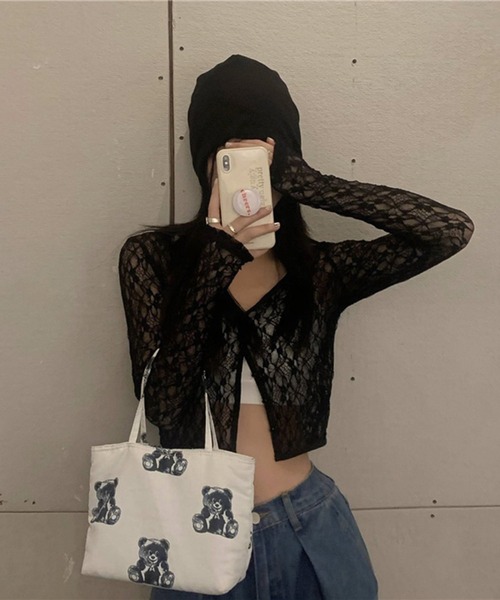 Jewelobe（ジュエローブ）の「レースショートカーディガン（カーディガン/ボレロ・レディース・ホワイト/ブラック・FREE）」の14枚目の写真