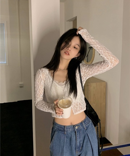 Jewelobe（ジュエローブ）の「レースショートカーディガン（カーディガン/ボレロ・レディース・ホワイト/ブラック・FREE）」の12枚目の写真