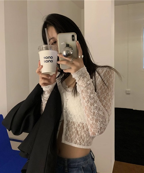 Jewelobe（ジュエローブ）の「レースショートカーディガン（カーディガン/ボレロ・レディース・ホワイト/ブラック・FREE）」の8枚目の写真