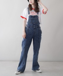 SPINNS | デニムフレアオーバーオール(サロペット/オーバーオール)