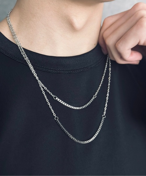 Burner(バーナー)の「【OKUOKU 0909】ミックスダブルチェーン デザイン ネックレス / u-n-2-2 I1(ネックレス・メンズ・その他2・FREE)」の9枚目の写真