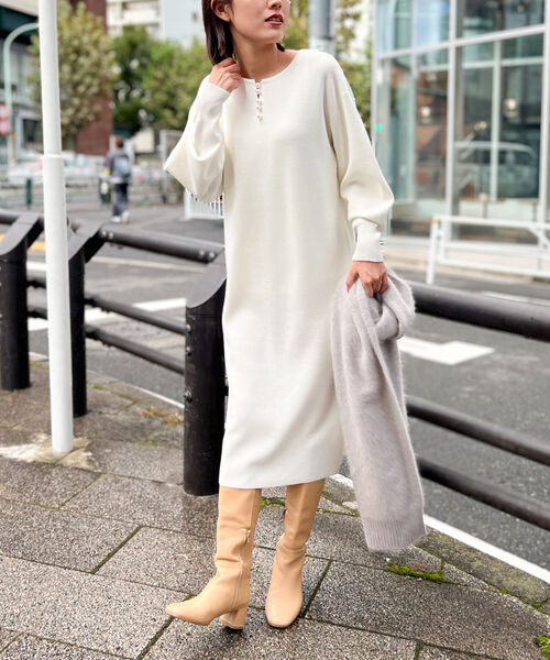 NOLLEY’S(ノーリーズ)の「◇【WEB限定】《手洗い可能》2WAYミラノリブパールワンピース(ワンピース・レディース・ブラック/ネイビー/オフホワイト/ブルー・38/36)」の2枚目の写真