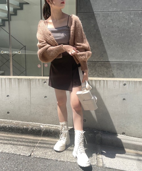 one after another NICE CLAUP（ワンアフターアナザーナイスクラップ）の「ふわふわな着心地。淡色カラーミックスカーディガン（カーディガン/ボレロ・レディース・アイボリー/モカ/ベージュ/ピンク・FREE）」の13枚目の写真