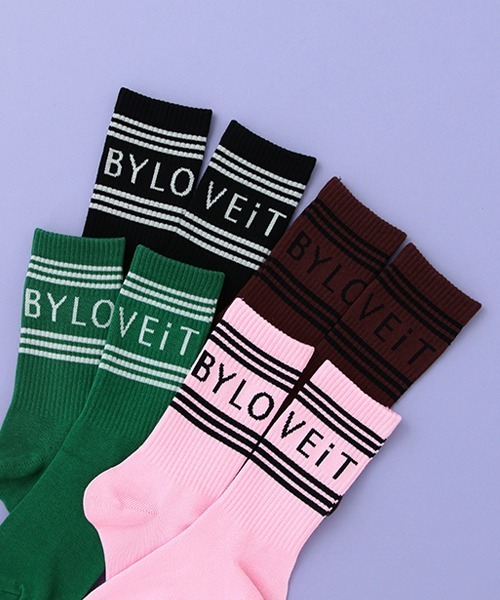 by LOVEiT（バイラビット）の「ラインクルー丈ソックス【日本製】（ソックス/靴下・キッズ・グリーン/ピンク/ブラウン/ブラック・L/M/S/LL）」の8枚目の写真