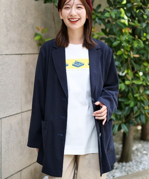 チチカカ（チチカカ）の「【大きいサイズ】スリットシングルジャケット（テーラードジャケット・レディース・チャコールグレー/カーキ/ベージュ・3L）」の2枚目の写真