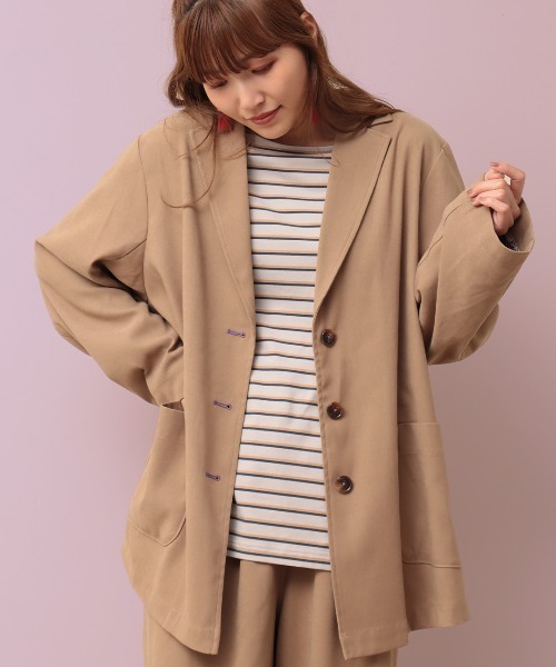 チチカカ（チチカカ）の「【大きいサイズ】スリットシングルジャケット（テーラードジャケット・レディース・チャコールグレー/カーキ/ベージュ・3L）」の9枚目の写真