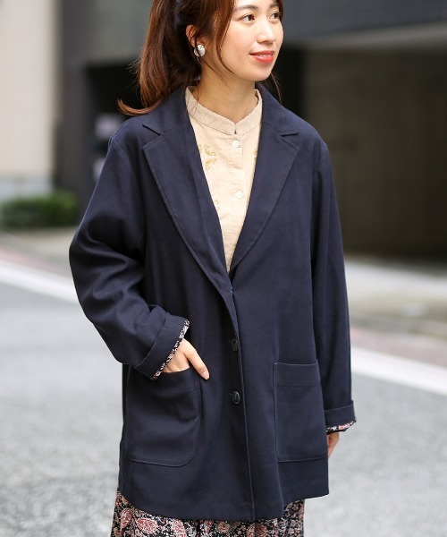 チチカカ（チチカカ）の「【大きいサイズ】スリットシングルジャケット（テーラードジャケット・レディース・チャコールグレー/カーキ/ベージュ・3L）」の6枚目の写真