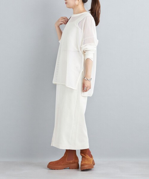 SHIPS(シップス)の「メッシュリブスリーブカットソー(Tシャツ/カットソー・レディース・オフホワイト/ブラック・ONE SIZE)」の17枚目の写真