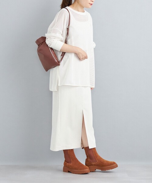 SHIPS(シップス)の「メッシュリブスリーブカットソー(Tシャツ/カットソー・レディース・オフホワイト/ブラック・ONE SIZE)」の20枚目の写真
