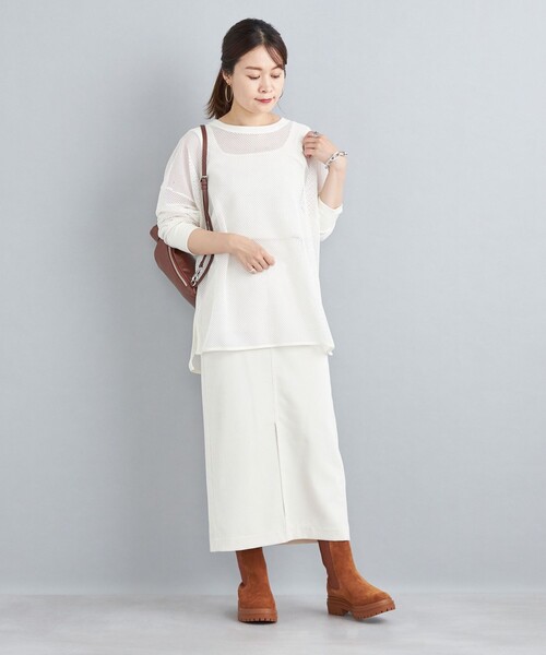 SHIPS(シップス)の「メッシュリブスリーブカットソー(Tシャツ/カットソー・レディース・オフホワイト/ブラック・ONE SIZE)」の21枚目の写真