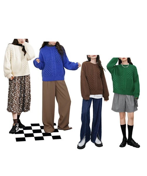 LOPASS(ロパス)の「ジャカード織 クルーネックニットトップス(ニット/セーター・レディース・ブラウン/グリーン/レッド/アイボリー・M)」の15枚目の写真
