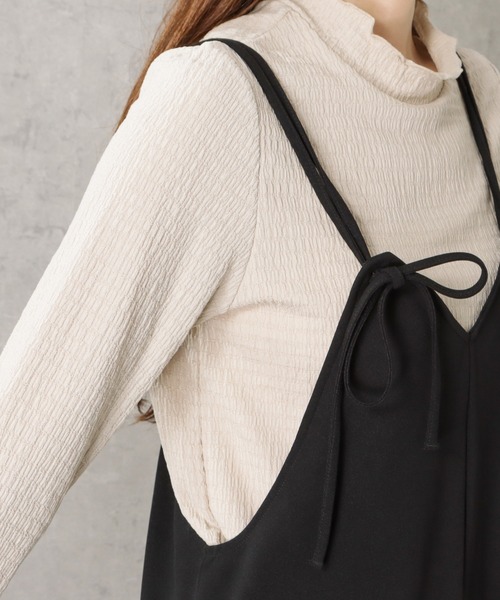 Howdy Marie(ハウディ―マリー)の「無地リボンサロペット(サロペット/オーバーオール・レディース・ブラック/ブラウン/ブルー・M/L)」の6枚目の写真