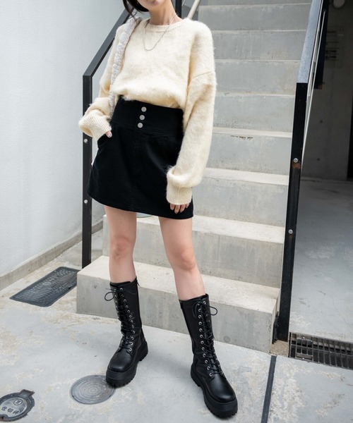 WEGO(ウィゴー)の「WEGO/モヘアライクプルオーバー(ニット/セーター・レディース・ブラック/ブラウン/オレンジ/グリーン/アイボリー・FREE)」の15枚目の写真