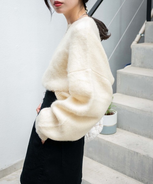 WEGO(ウィゴー)の「WEGO/モヘアライクプルオーバー(ニット/セーター・レディース・ブラック/ブラウン/オレンジ/グリーン/アイボリー・FREE)」の21枚目の写真