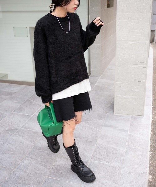 WEGO(ウィゴー)の「WEGO/モヘアライクプルオーバー(ニット/セーター・レディース・ブラック/ブラウン/オレンジ/グリーン/アイボリー・FREE)」の11枚目の写真