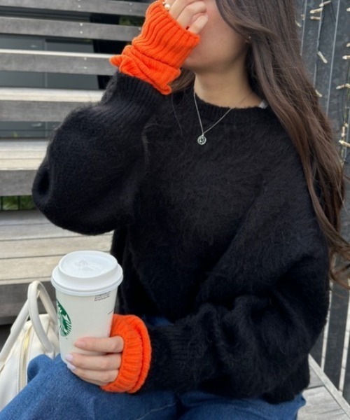 WEGO(ウィゴー)の「WEGO/モヘアライクプルオーバー(ニット/セーター・レディース・ブラック/ブラウン/オレンジ/グリーン/アイボリー・FREE)」の8枚目の写真