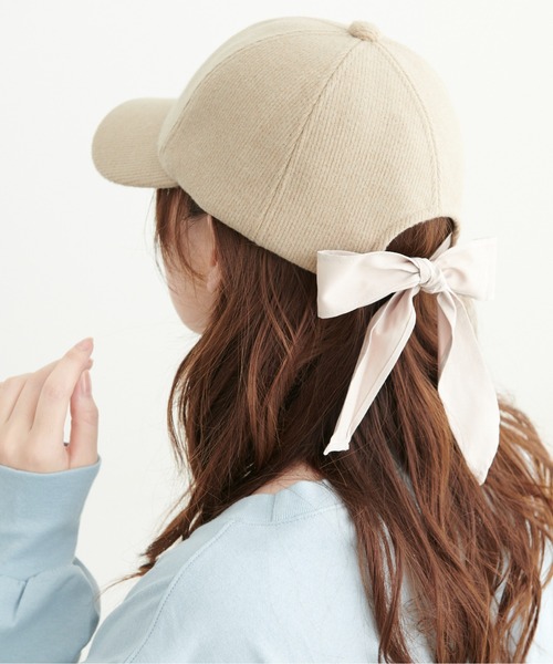 FREE'S MART（フリーズマート）の「◆リボンキャップ（キャップ・レディース・ブラック/ベージュ・ﾌﾘ-）」の2枚目の写真