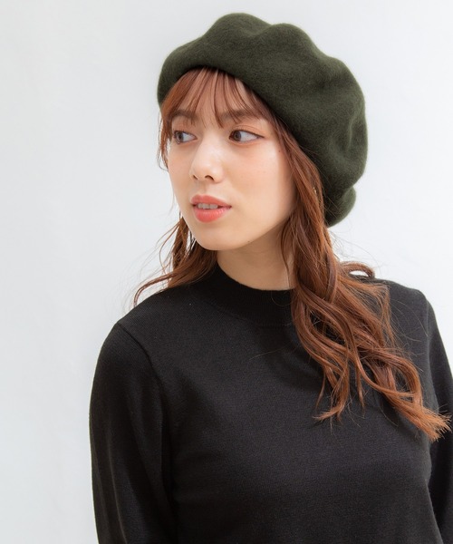 Honeys（ハニーズ）の「ベレー帽（ハンチング/ベレー帽・レディース・グリーン/ブラック/ベージュ・FREE）」の4枚目の写真