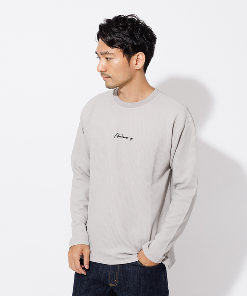 ABAHOUSE GRAY(アバハウスグレイ)の「フクレ ジャガード 刺繍 ロング Tシャツ(Tシャツ/カットソー・メンズ・ホワイト/ブラック/グレイッシュブルー/グレイッシュベージュ・46/48)」の4枚目の写真